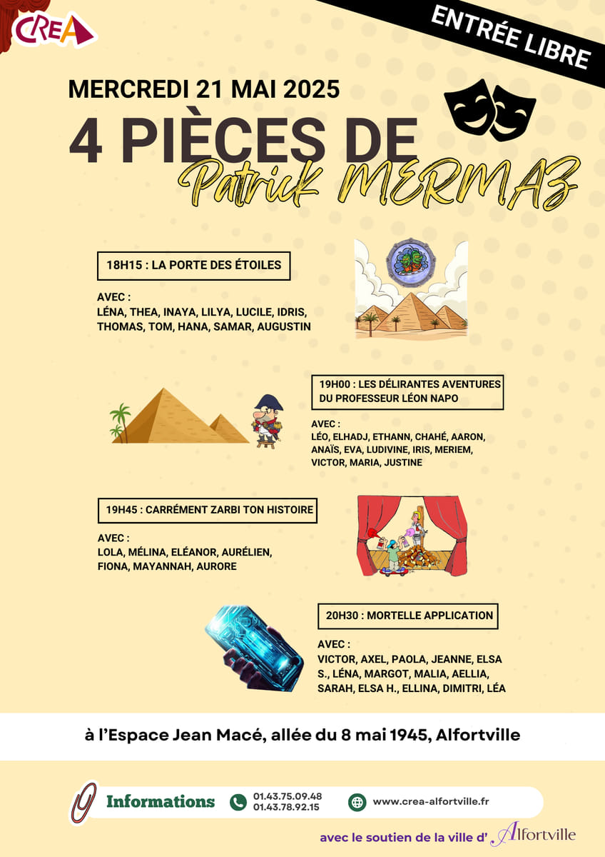 Représentations théâtrales des ateliers enfants de Patrick MERMAZ