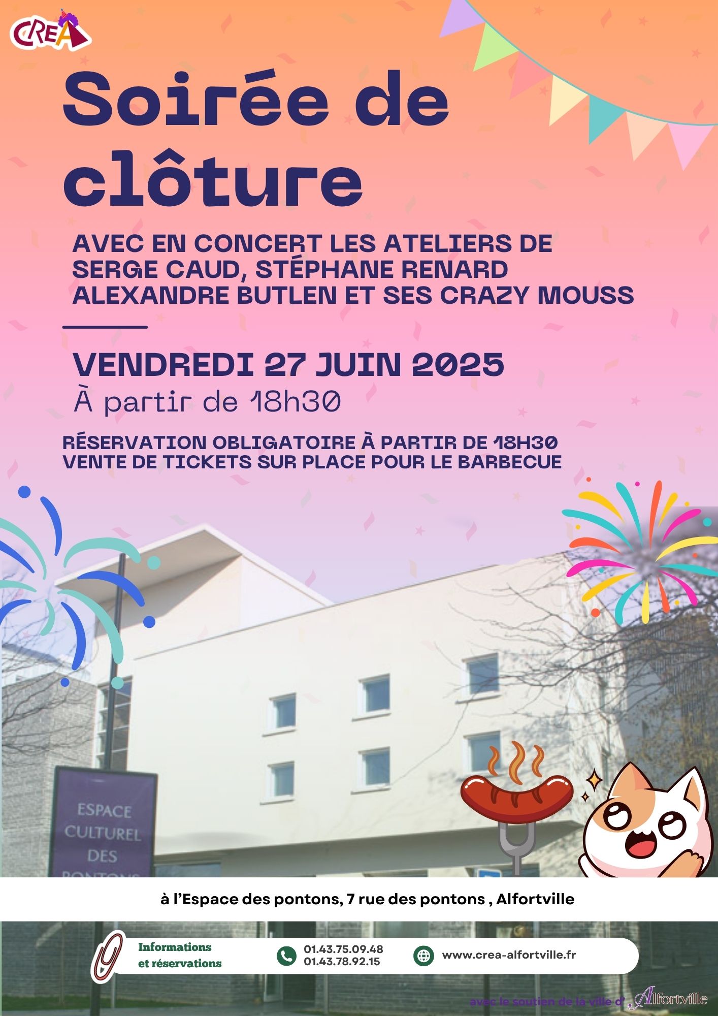 Soirée de clôture de la saison avec concert des ateliers jazz et musiques actuelles d'Alexandre BUTLEN, Serge CAUD et Stéphane RENARD